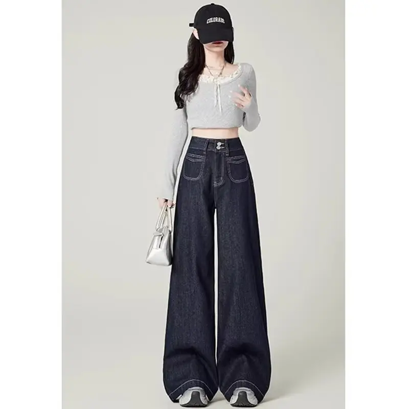 Pantalones vaqueros holgados para mujer, Vaqueros anchos para mujer, ropa de primavera para mujer, Jean Shoujo estilo niña, Jorts Coquette Y2k, ropa acampanada