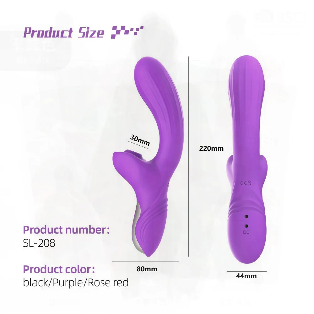 Dual Action Clitoral Sucker Multi-Frequency Electric Massager Female Masturbation G-Spot Vibrator Silicone ABS Purple Rose Red