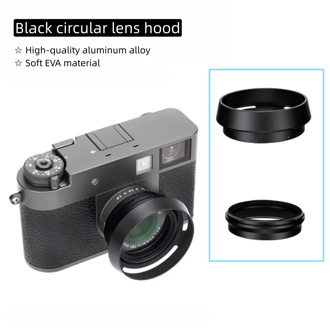 غطاء عدسة الكاميرا لـ Fujifilm X نصف معدني دائري ضوء درع محول مربع الرجعية ظلة غطاء كتلة تقليل الضوء الضالة