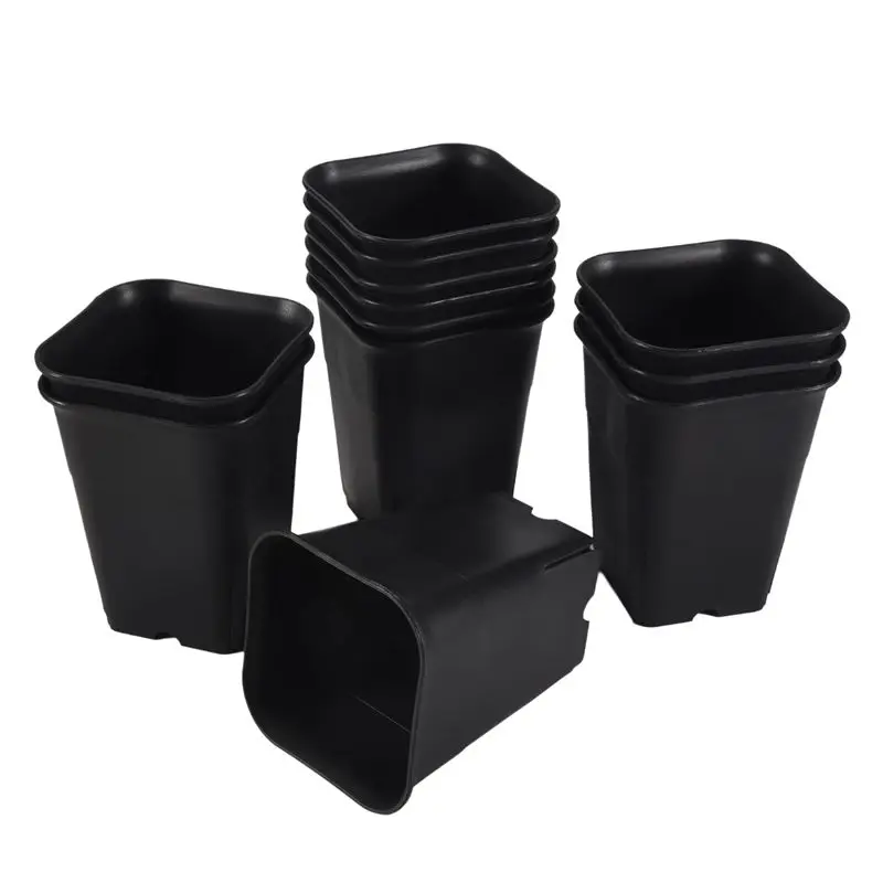 

A67P-12PCS-Pack Черный квадратный пластиковый горшок для суккулентов для растений, цветов кактуса и т. д., черный детский цветочный горшок