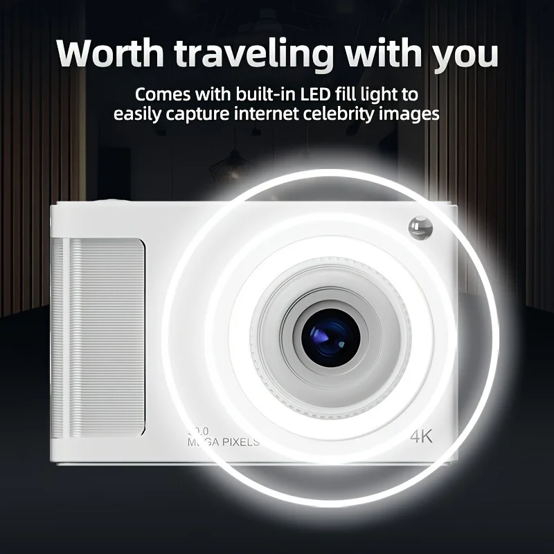 كاميرا رقمية 4K HD CCD 2.4 بوصة عرض كاميرا التصوير الفوتوغرافي للطلاب ضبط تلقائي للصورة السيلفي كاميرات رقمية للمبتدئين في مستوى الدخول