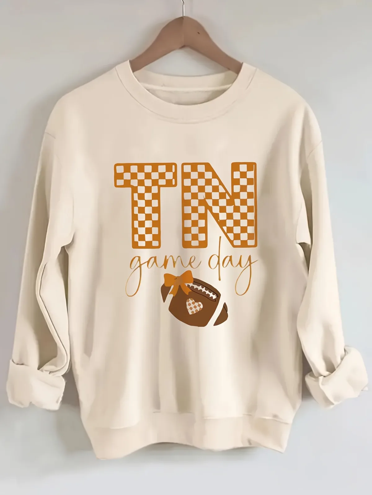 Sudadera con capucha cómoda y estampado de letras "TN" a cuadros Tennessee a la moda informal para mujer, regalo para fiesta de Navidad y Halloween