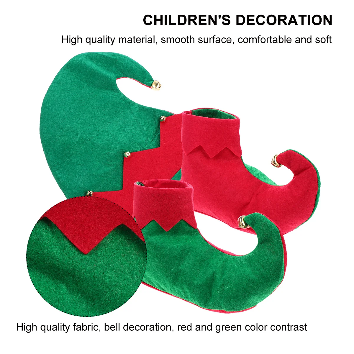 

1 set 1 Set Kids Christmas Elf Costume Hat Shoes Set Festival Cosplay Outfit For Dress Up Party Birthday Dancing Photography