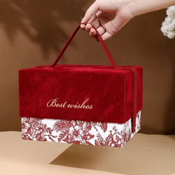 1Pcs Wedding Red Flannel Gift Box Snacks Candy Gift Decorative Packaging Box Party Shower Continental Tote Box on Valentine Day