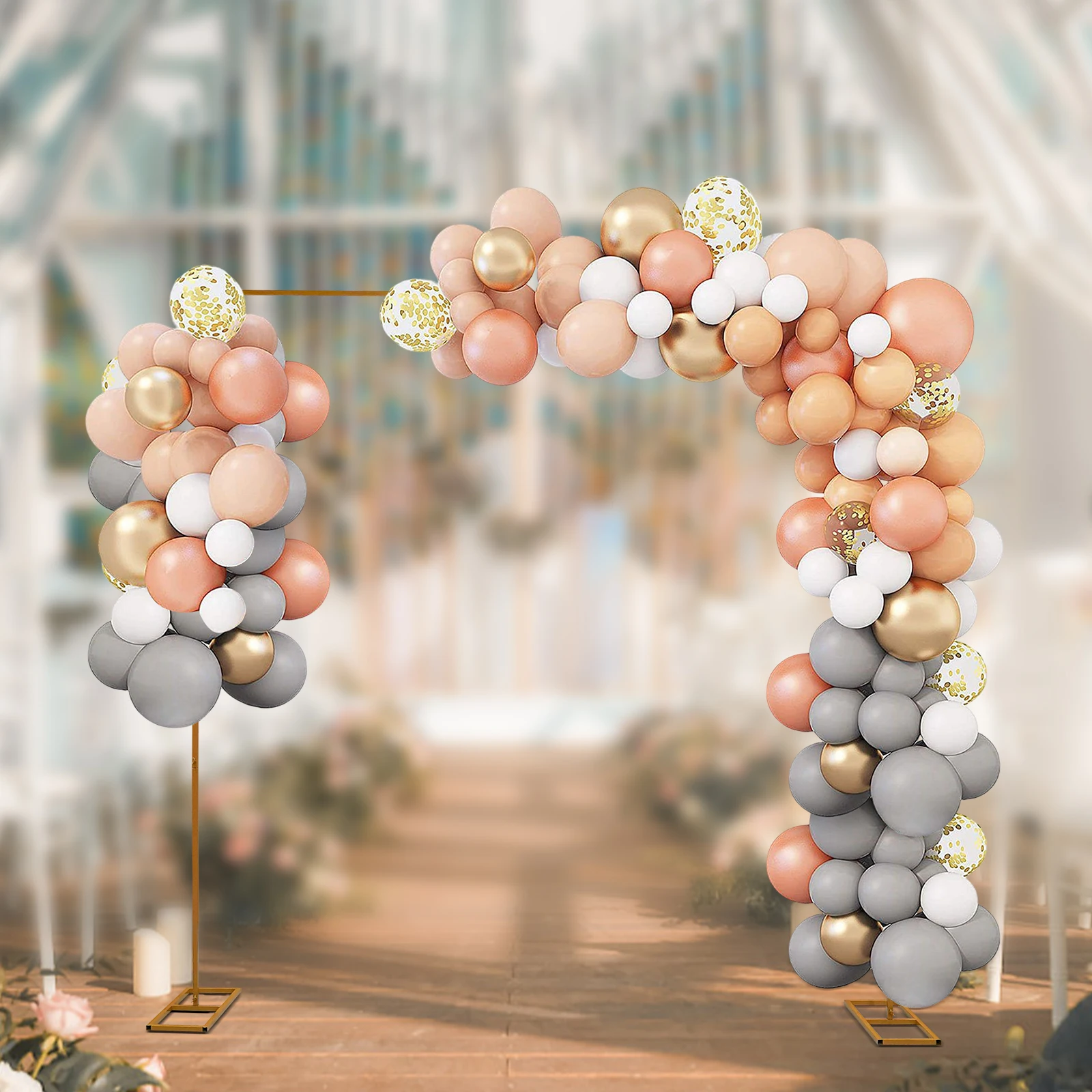 9.8*9.8Ft Wedding Arch Stand Height Adjustable Metal Garden Backdrop Frame Flower Balloon Decor Rack for Wedding Birthday Party