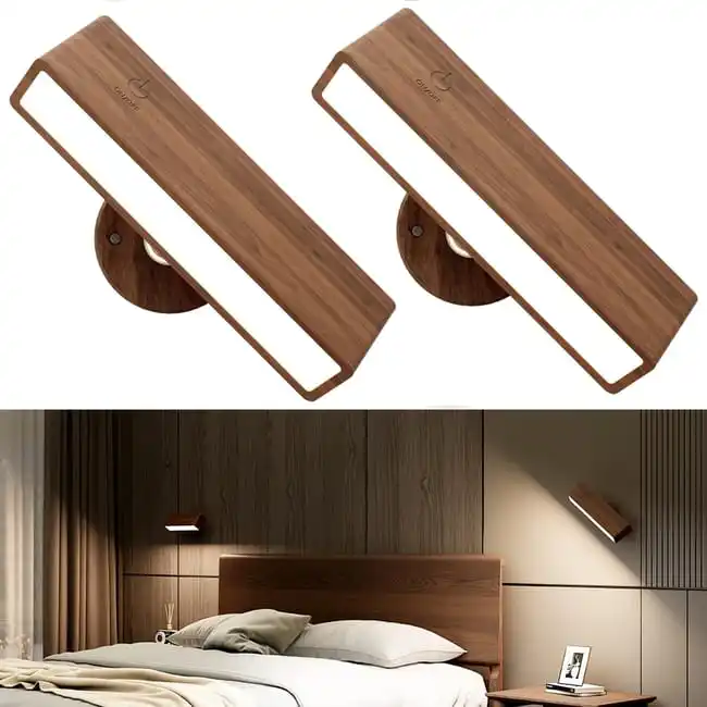 2-個北欧木製ウォールランプ-led-充電式ベッドサイド読書灯タッチ調光可能なナイトライト調整可能な明るさキャビネットランプ