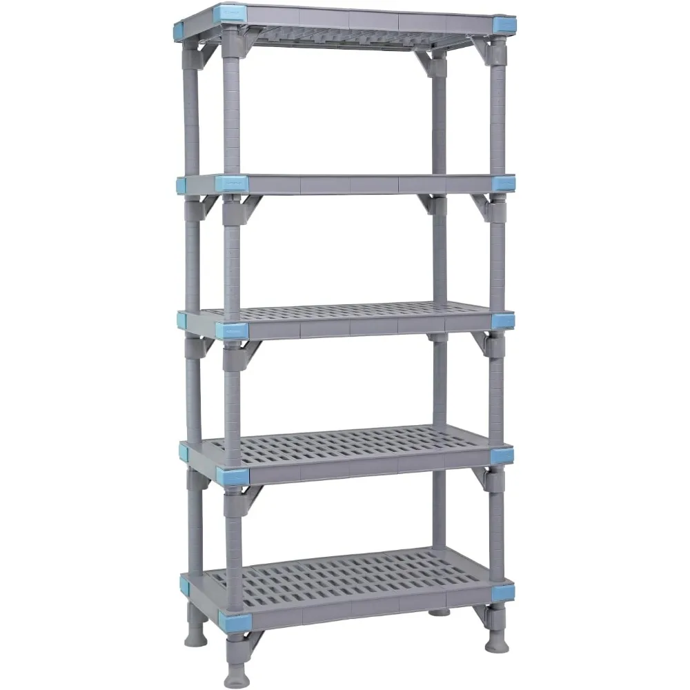 أنظمة التخزين الكمي QP183050VS-4 وحدة رفوف ميلينيا، 30 عرض × 18 عمق × 50 ارتفاع، سعة 2000 رطل، بولي بروبيلين/ABS، رمادي، NSF #5