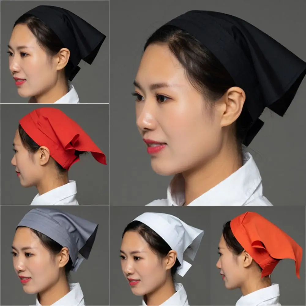 Restaurant Waiter Triangle Headband Chef Hat Men and Women Kitchen Wrap Hair Hat Food Hygiene Work Hat