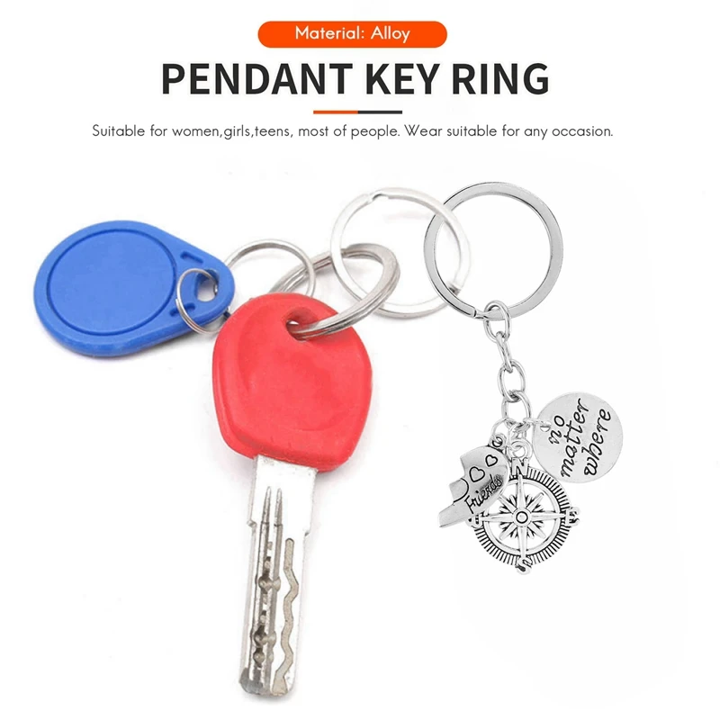 Hot-BBF Melhores Amigos Chaveiros para Mulheres, Amizade, Amor Presente, Chaveiros, 2Pcs