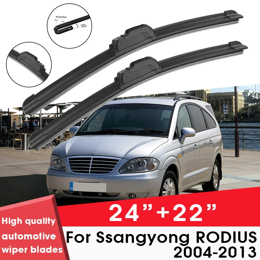 

Car Wiper Blade Blades For Ssangyong RODIUS 2004-2013 24"+22" Windshield Windscreen Clean Rubber Silicon Cars Wipers Accessories