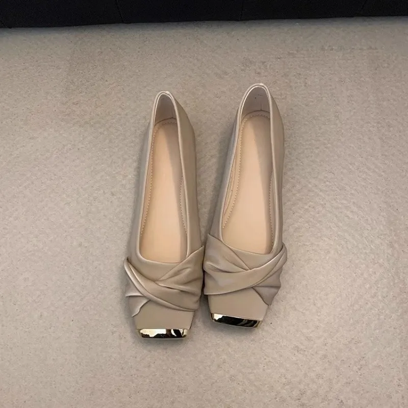 Single shoe women's shoes 2026 new spring French square toe Mary Jane scoop shoes for women