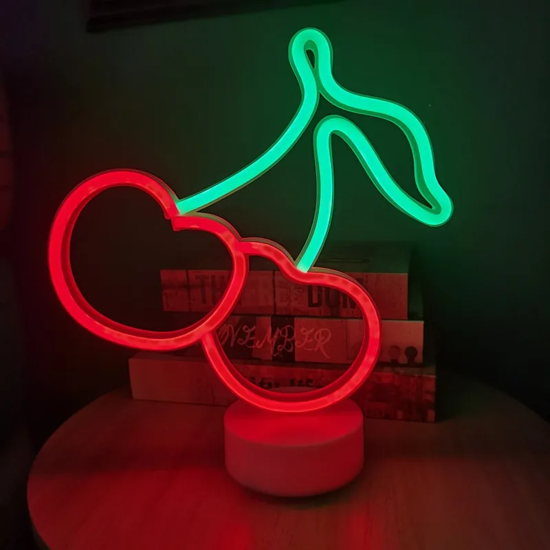 Lámpara de neón de plátano cereza, letreros LED para el hogar, fiesta, habitación de cumpleaños, dormitorio de niños, tienda de frutas, mercados, decoración de arte de pared