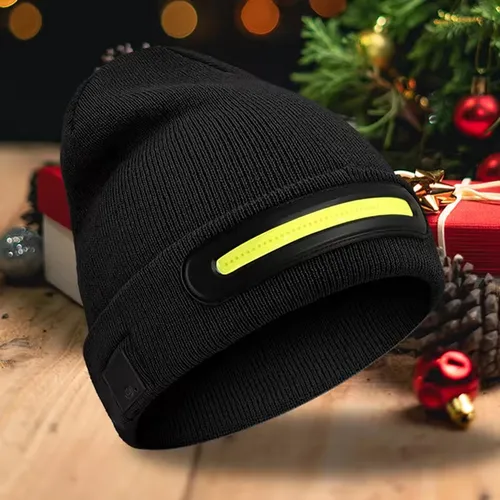 Imagen 2 del producto Gorro LED con luz, gorro cálido Unisex para invierno, gorro con faro recargable por USB, gorro tejido para invierno con luz nocturna, linterna