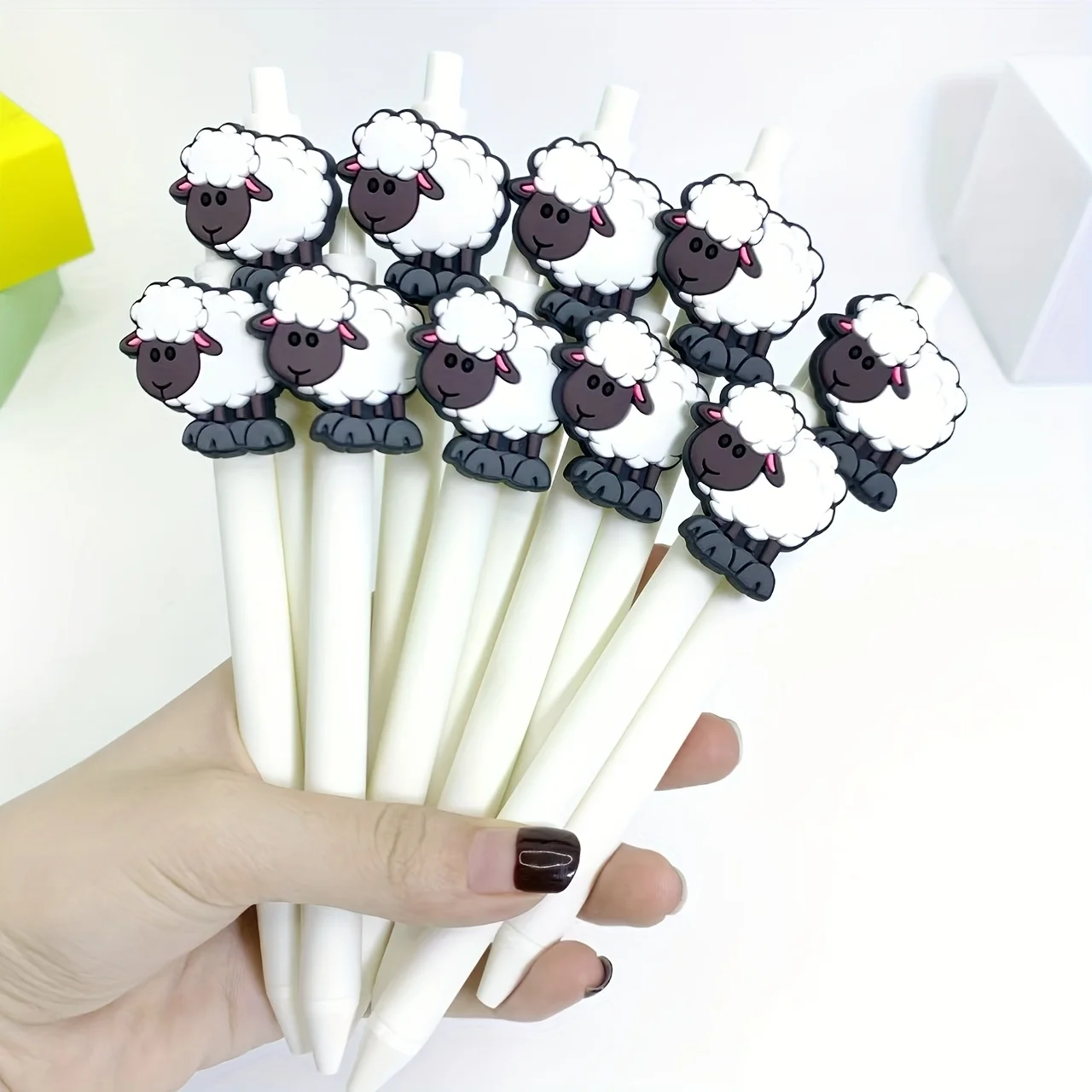 

6Pcs/13Pcs Animal Lamb Series Press Neutral Pen Cute Lamb Pattern Surface Mount Ballpoint Pen Daily Office Stationery