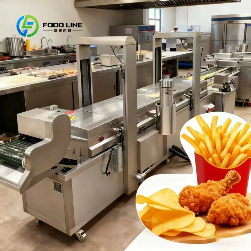 Customized Falafel Crispy Fried Chicken Fish Chip Conveyor Belt Continuous Fryer Automatic Deep Fry Machine French Snack Fryer