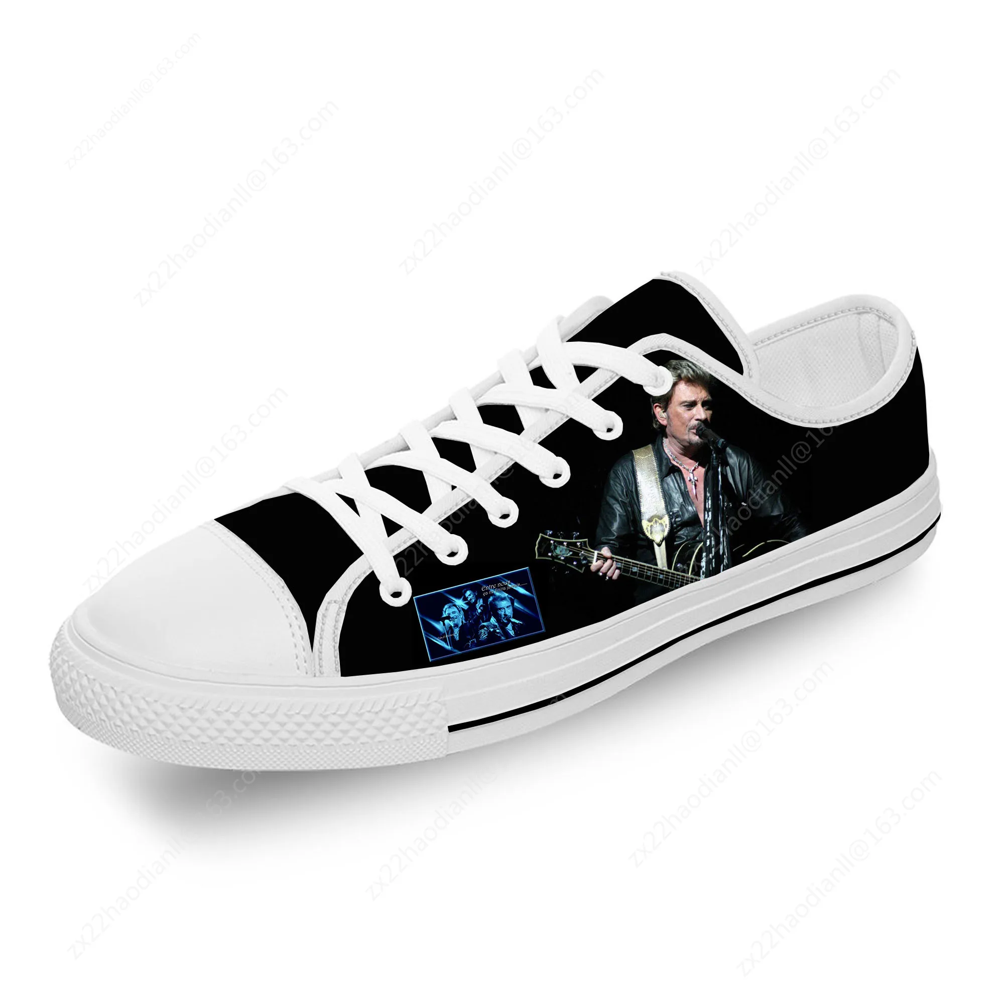 Johnny Hallyday Rock Star Lightweight Cloth 3D Print Funny Fashion Low Top Canvas Shoes Men Women Casual Breathable Sneakers