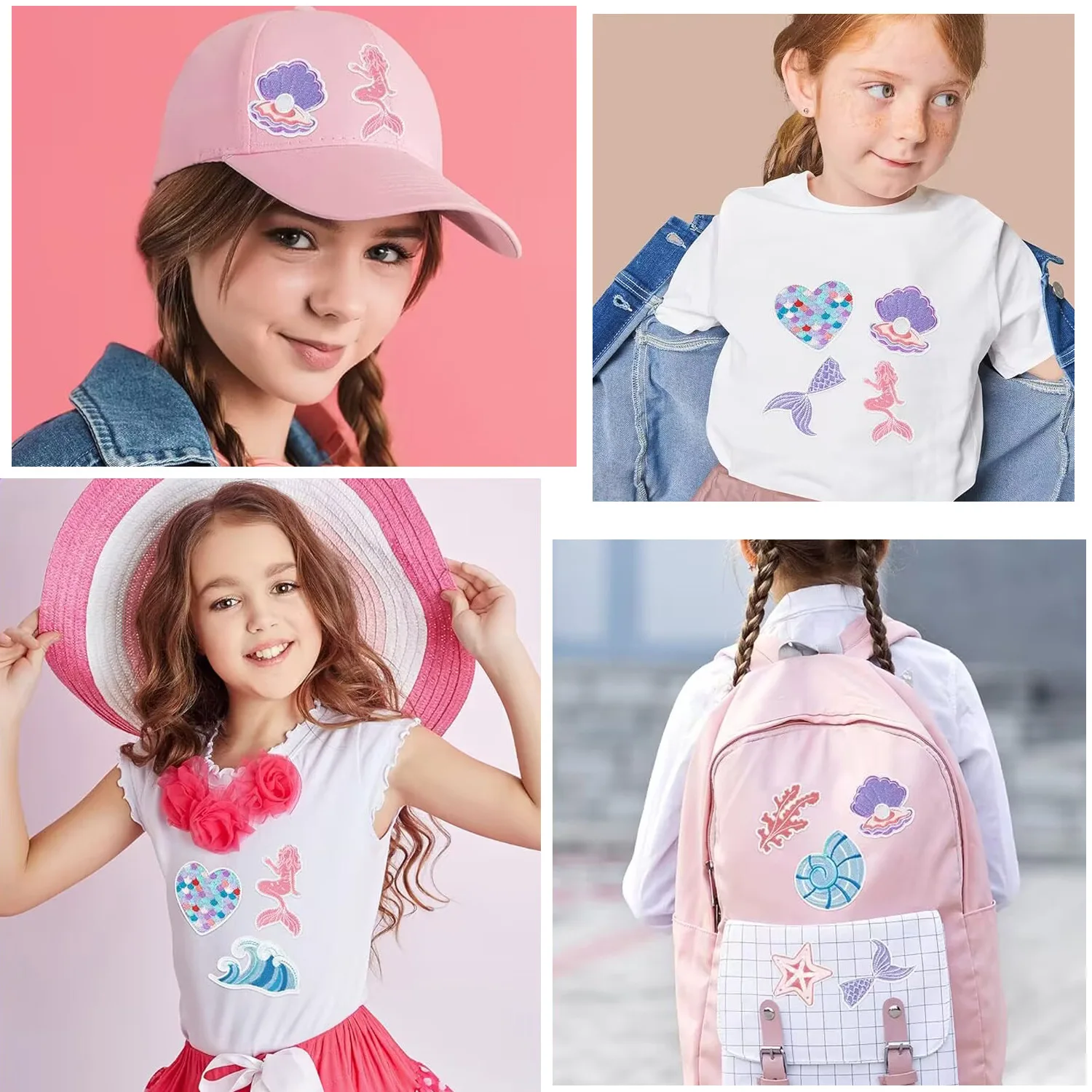 

Beautiful Woman's Fish Tail Embroidered Shell Pearl Patch Clothes Decorated with Waves and Conch Embroidered Stamps