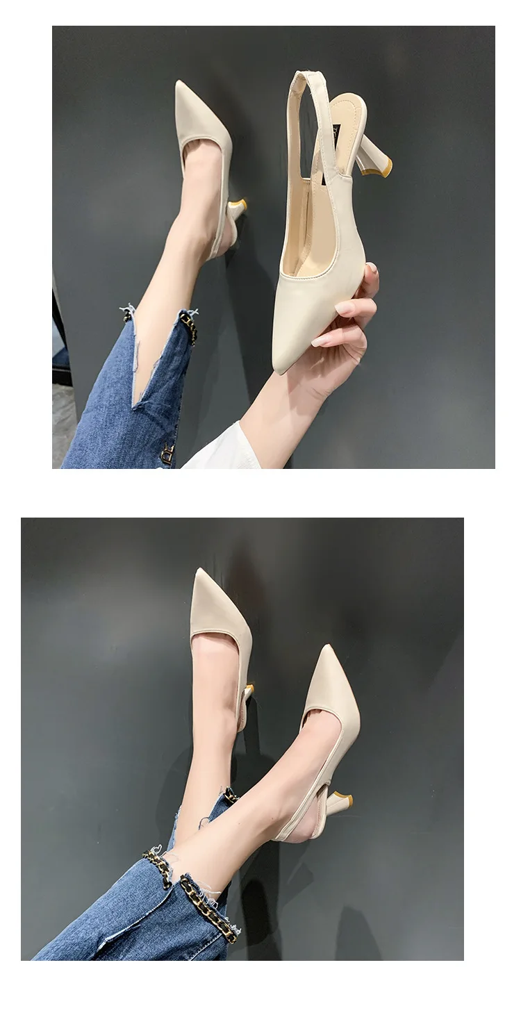 Sommermode Neue Atmungsaktive Spitze Stiletto-Absatz PU Bequeme und Elegante Damenschuhe Flache Sexy Sandalen – Detail 3