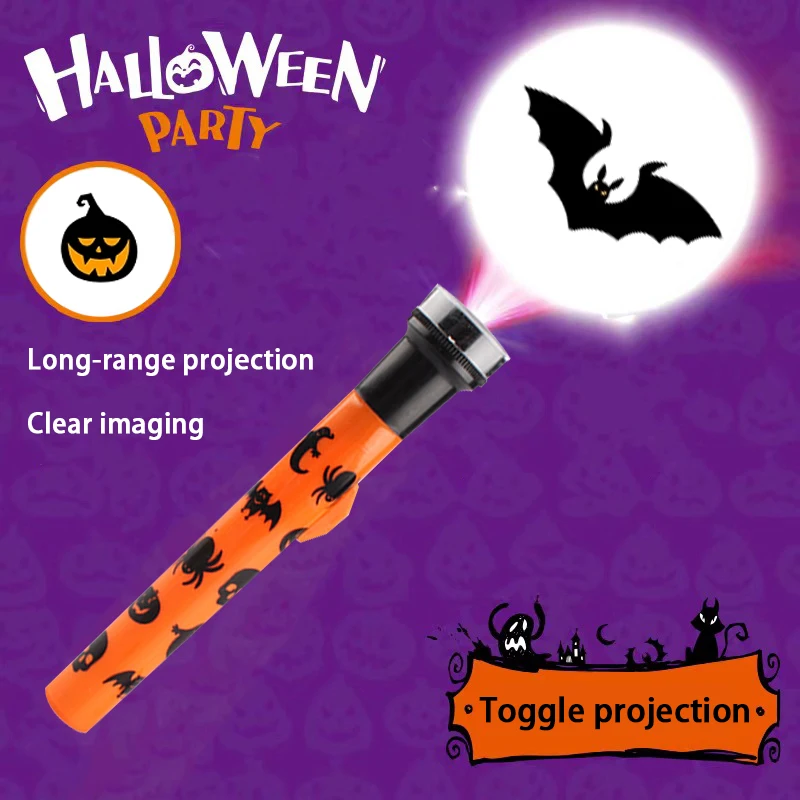 Plastic Led Projection Flashlight Kids toy for Halloween Customized Pattern Projector Torch  Flashlight whichout Battery