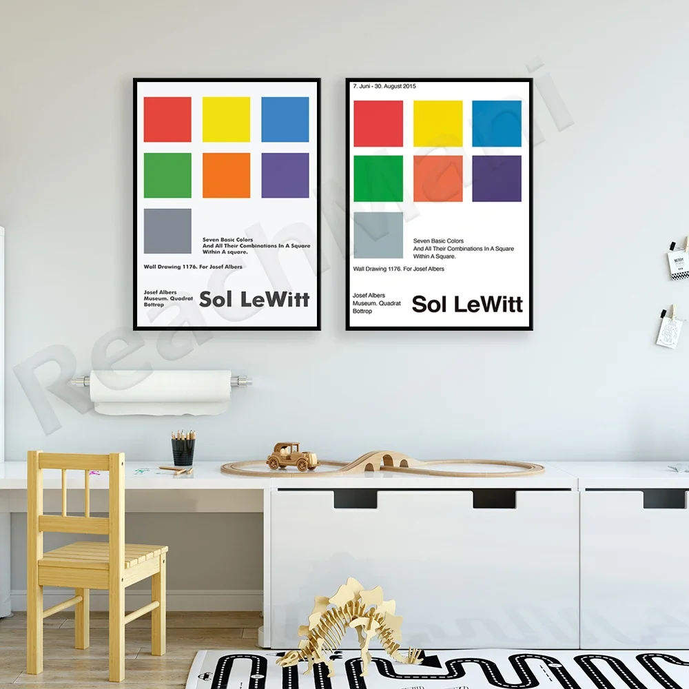 Joseph Albers Museum Exhibition Poster | Sol LeWitt-France | 7 basic colors and all combinations are printed in one square