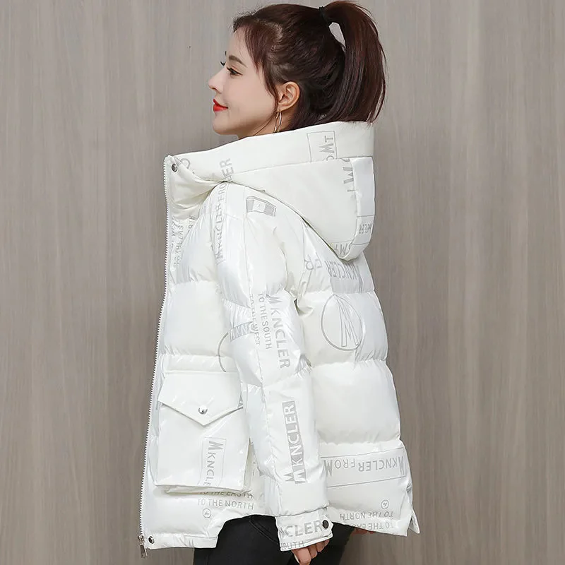 Daunen baumwoll jacke für Damen Winter tragen neue koreanische Stil Alter reduzierende bedruckte Baumwoll jacke für Damen kurzen und dicken Mantel