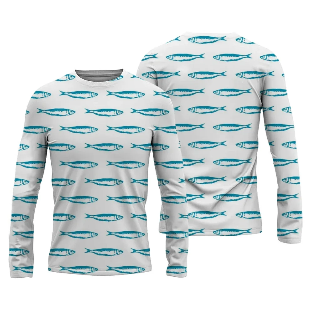 Men's Fishing Shirts Customizable Print T-Shirt Fishing Apparel Long Sleeve Fishing Shirt Outdoor Sports Crewneck Tops 6XL