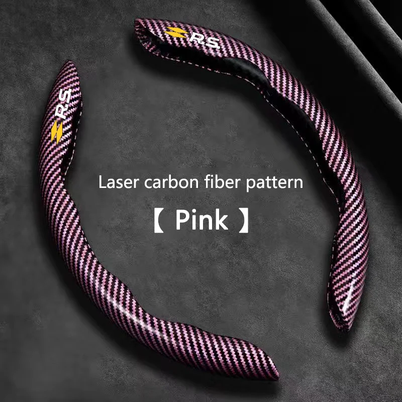 New Carbon fiber Car Steering Wheel Cover Non-slip Protector Sleeves For Renault RS Logan Clio Megane 2 3 4 Captur Twingo Duster