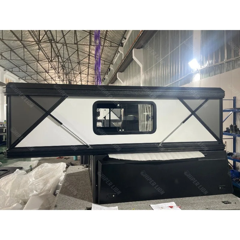 Truck top camper, clamshell aluminum truck camper shell