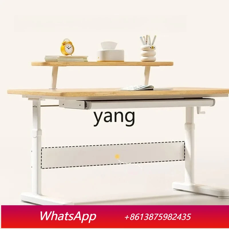 

LMM pure solid wood study table household writing liftable and chair set