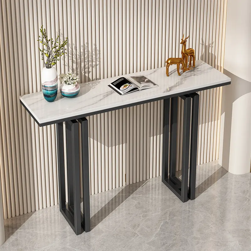 Picture 5: Multifunctional Hallway Table Light Luxury Entryway Console Table for Living Room Narrow Sofa Tables Modern Half Moon Shelf