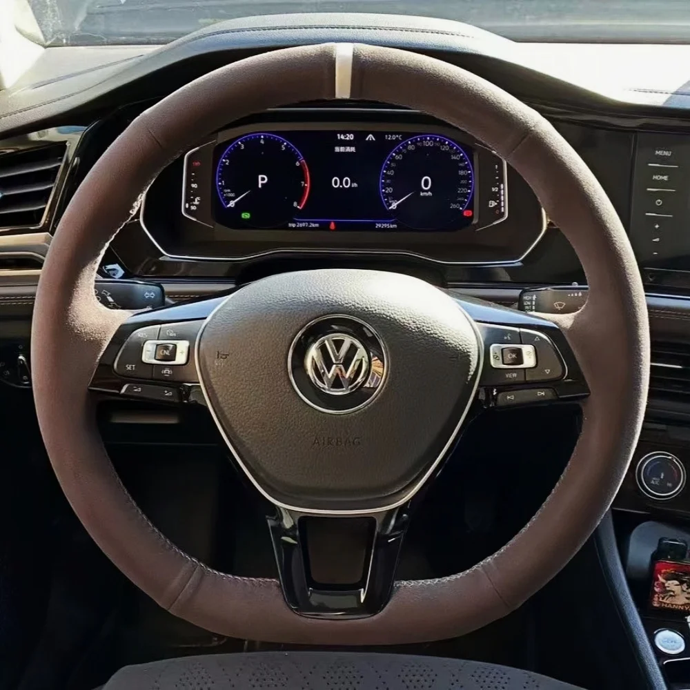 Customization Car Steering Wheel Cover Accessories Hand Sewing Suede Leather For Volkswagen VW Golf 7 New Polo Jetta 2015 2016