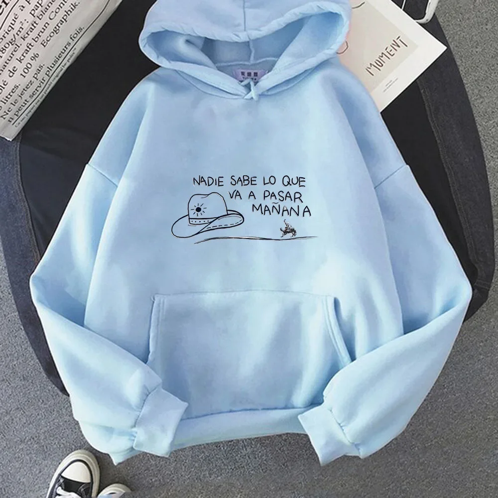 Bad Bunny New Album Nadie Sabe Lo Que Va Pasar Manana Letter Printed Hoodies Women Men Vintage Winter Autumn Loose Sweatshirts