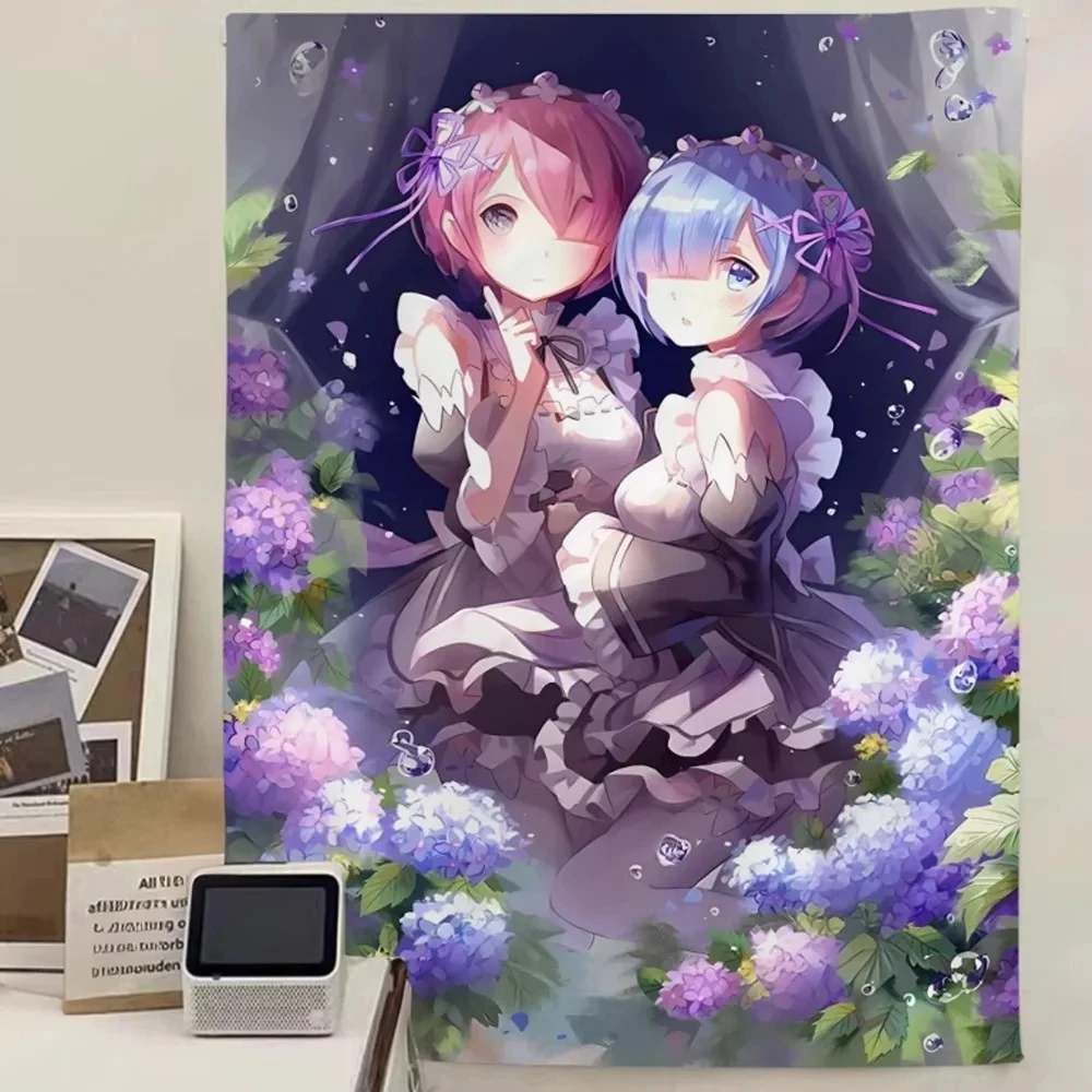 إعادة صفر ريم الكرتون أنيمي نسيج Kawaii المشارك خلفية القماش الديكور الفتيات الاطفال لافتات الحفلات ديكور المنزل المشجعين هدية