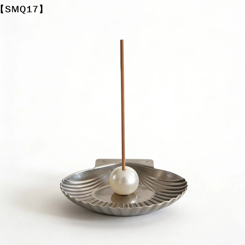Stainless Steel Seashell-Shaped Incense Holder Faux Pearl Decor Portable Minimalist Mosquito Coil Decorative Incense Rack【SMQ】