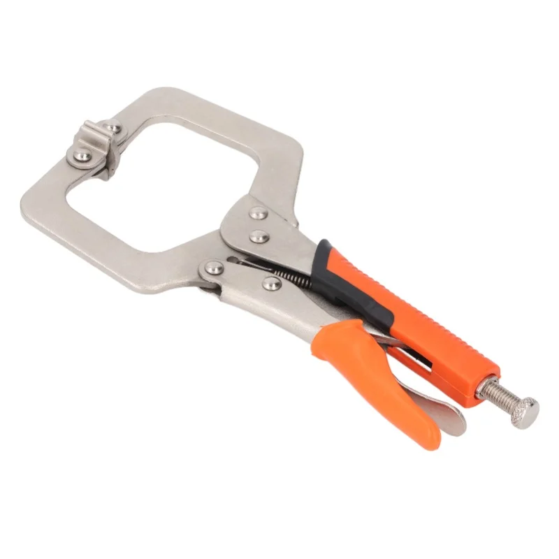 2Pcs Locking C Clamp Pliers Set Heavy Duty Woodworking Face Clamp With Rotating Pads For Welding Pocket Hole Joinery 9in