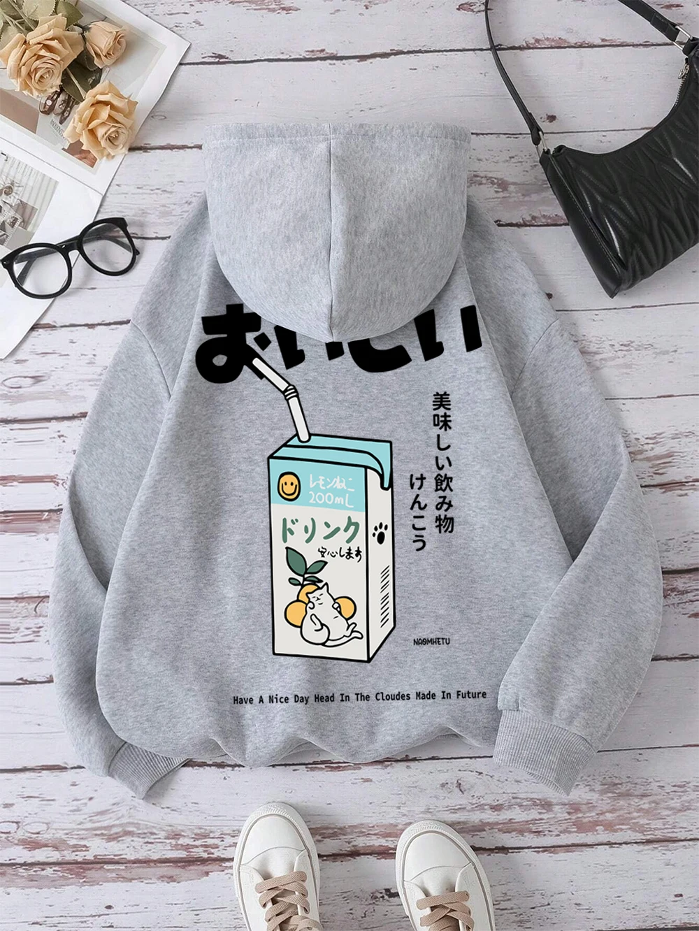 هاراجوكو اليابان Kawaii الرجال الأزياء هوديي نمط مطبوعة عارضة عالية الجودة هوديي #3