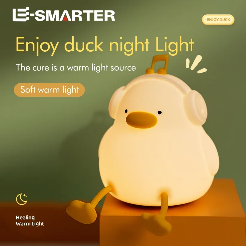 

LED Night light Cute duck Cartoon animals Silicone lamp for children kid Touch Sensor Timing USB Rechargeable for birthday gifts