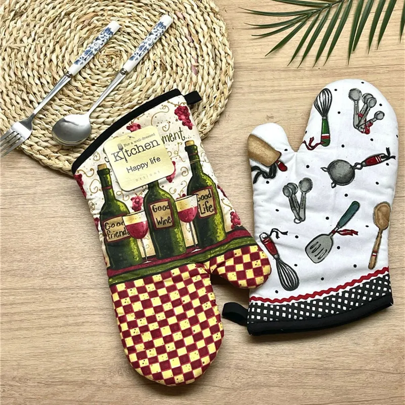 1pc 17x33cm Baumwolle Vintage bedruckte Top flappen Back handschuh Pad Mikrowelle Isolierung Küchen werkzeug Party Geschenk – Detail 8