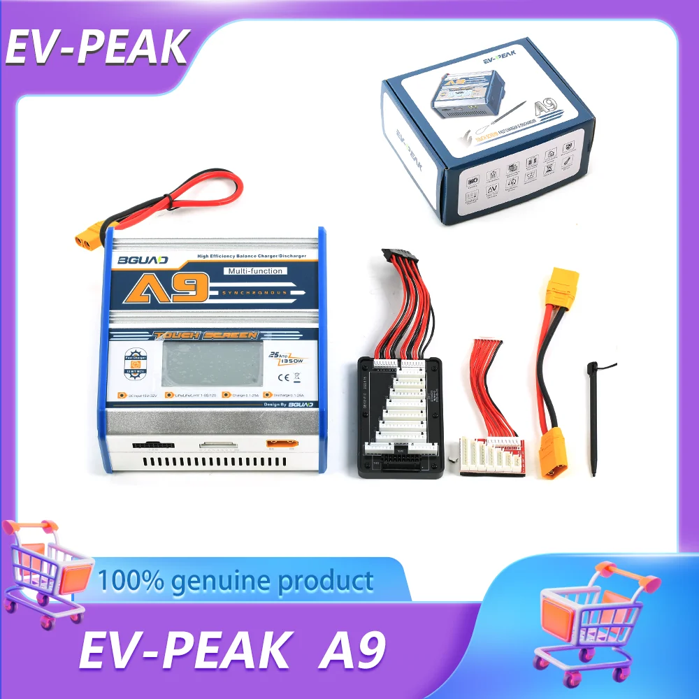 

EV-PEAK A9 charger high-power touch balanced charging 1-8S 10S 12s lithium battery 4.35V