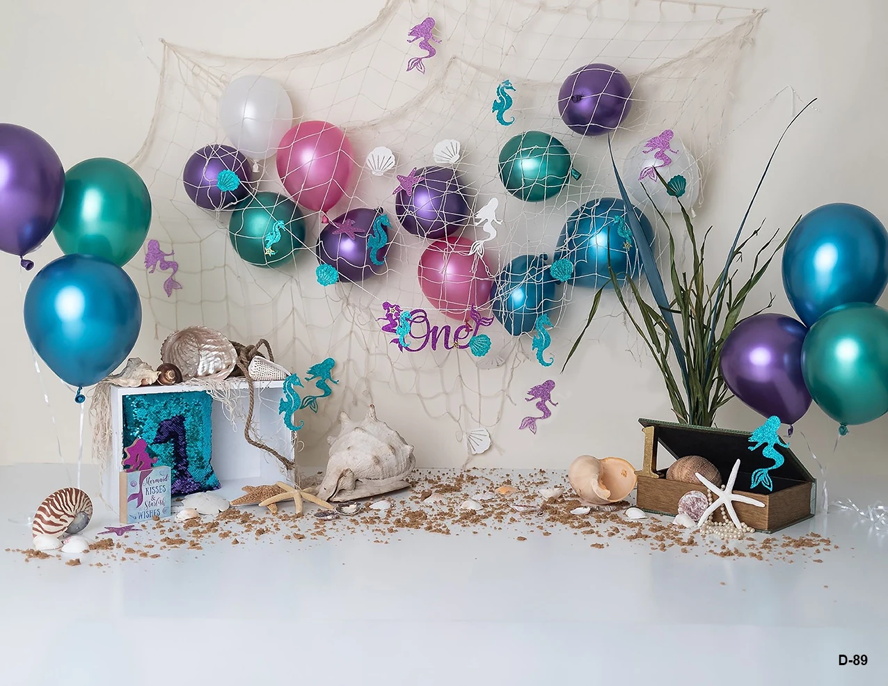 Bluey syrenka Baby Shower 1 urodziny tło do fotografii podwodnego świata portret zdjęcie tło dziecko Studio fotograficzne