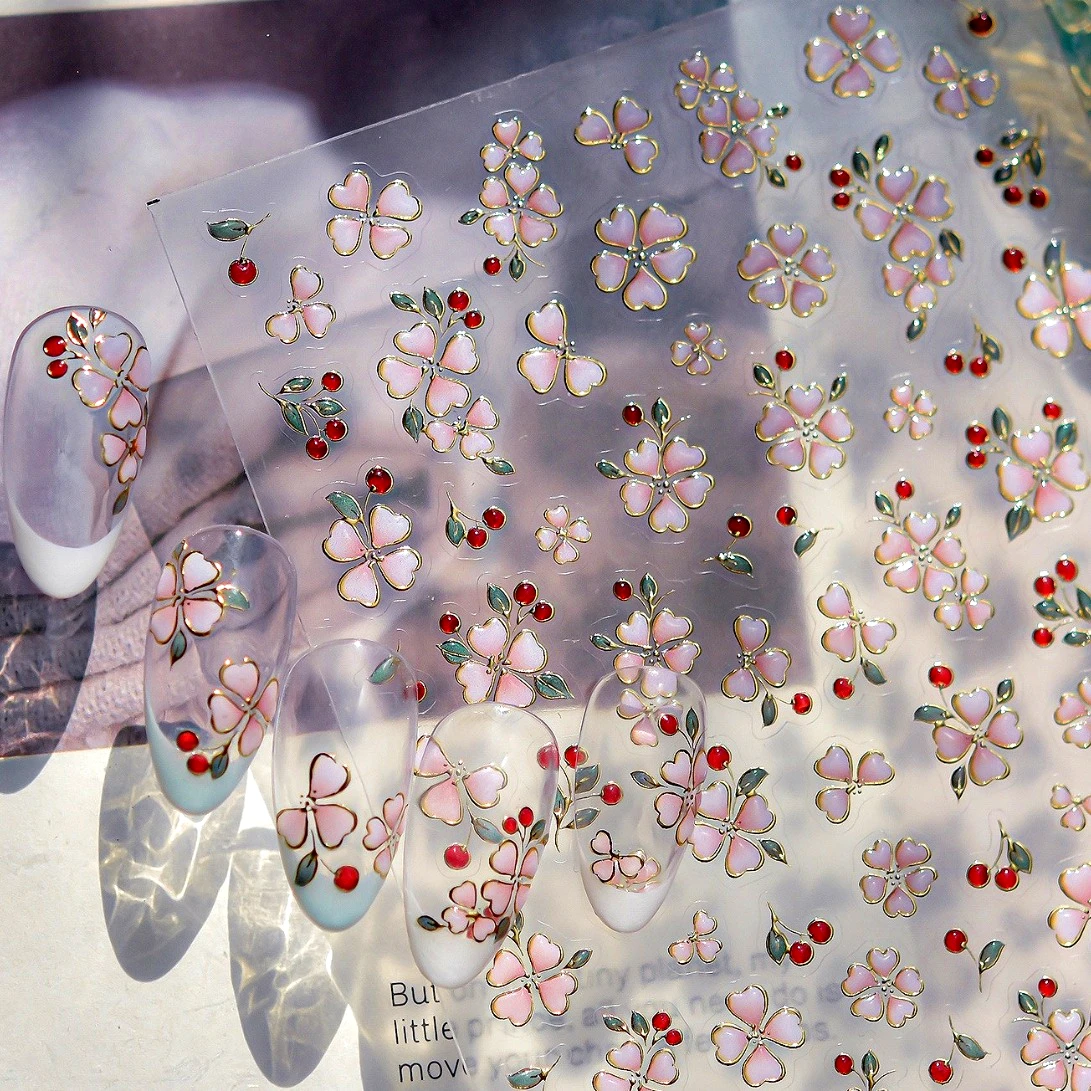 

Dressy Pink Flower Rose Lotus Peach Blossom Butterfly Snowflake Pearl Bowknot Star Wing Nail Art Stickers Manicure Tools Decals