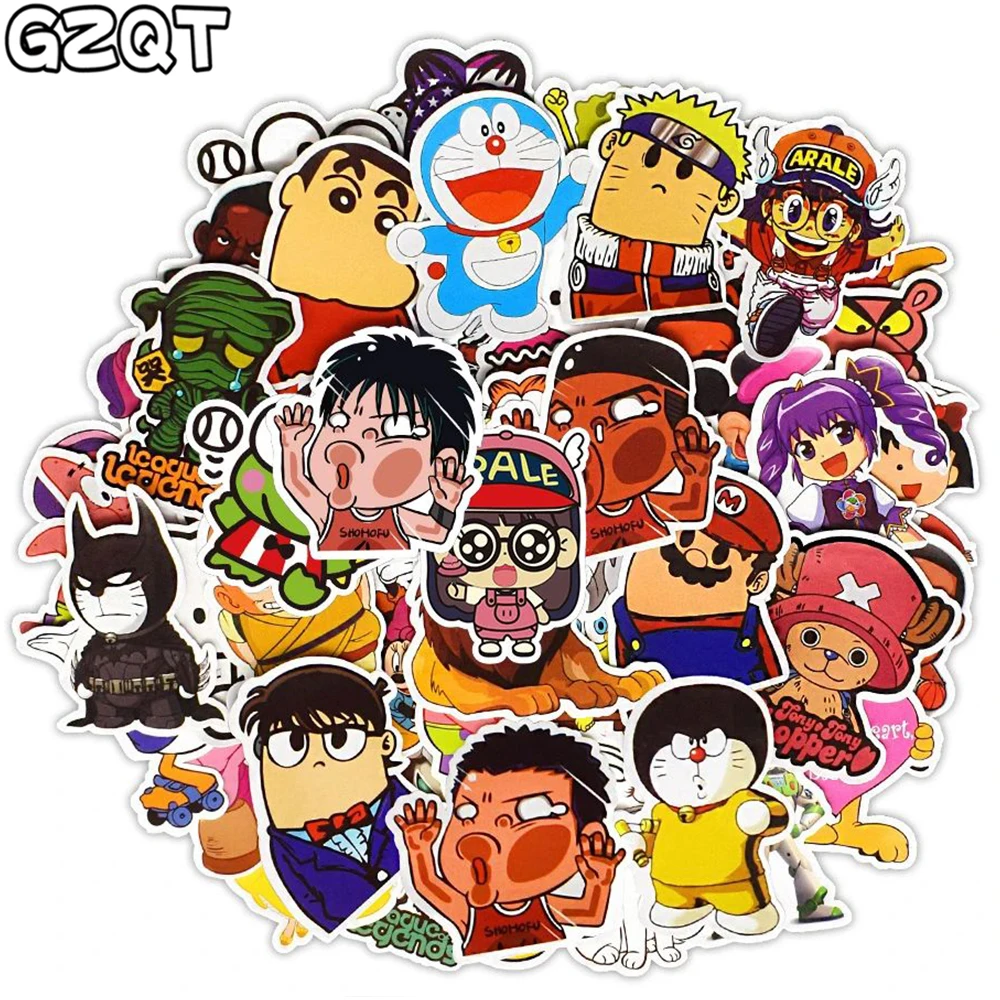 50 PCS Cartoon Anime Manga Stickers Toys for Children to DIY Laptop Skateboard Suitcase Motorcycle Car Decals Waterproof Sticker