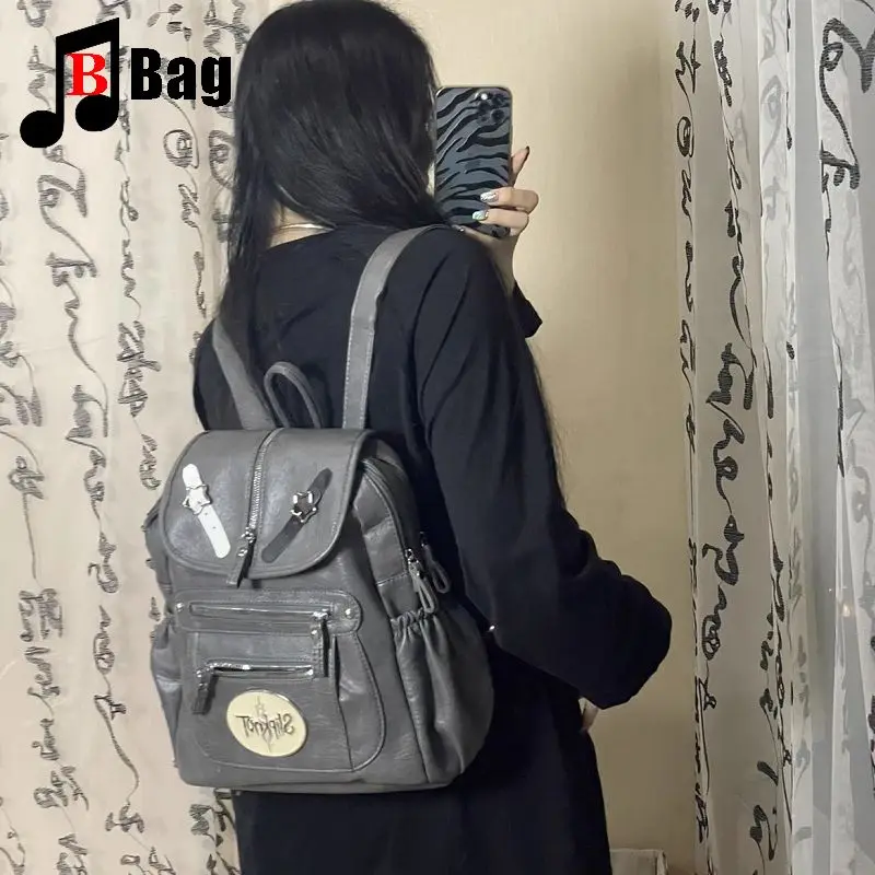 Sacs à main gothiques punk pour femmes et filles, fourre-tout en cuir, sac à dos lavé, Feng Shui britannique, Harajuku rétro, initié à la moto, Y2K