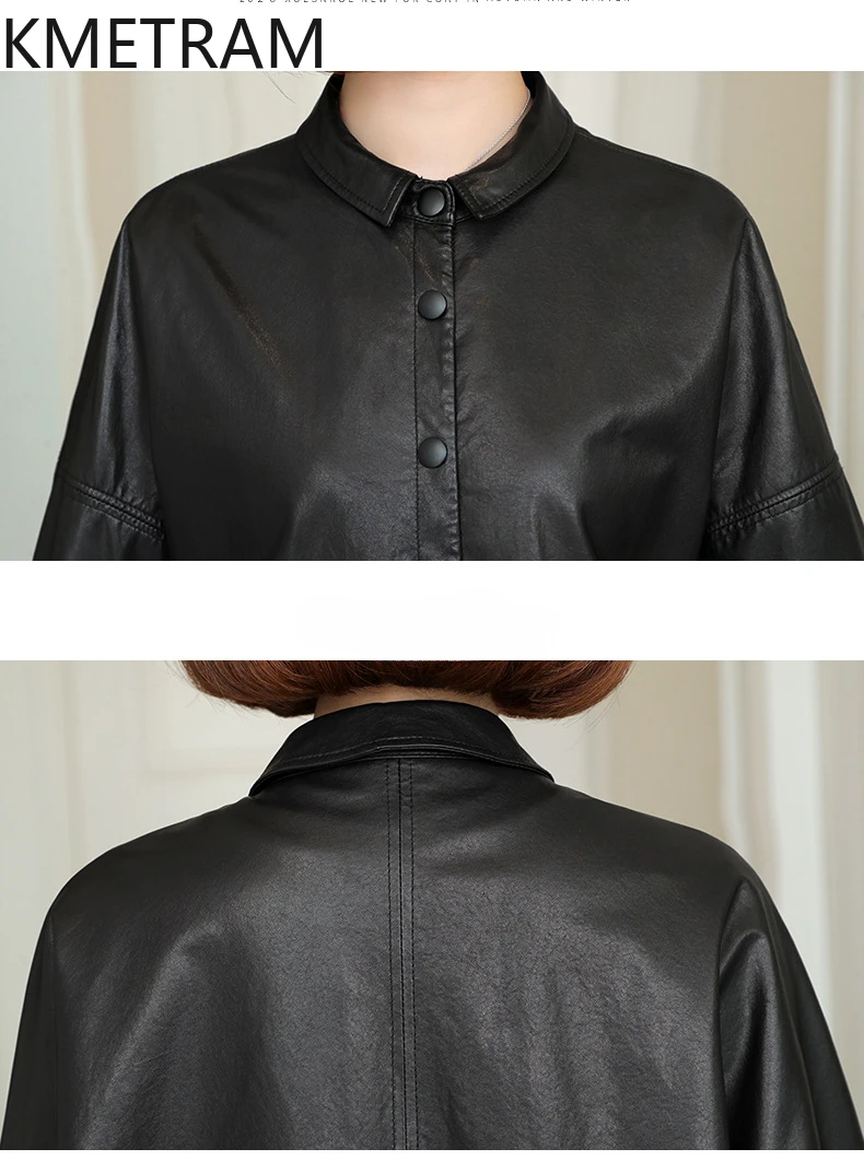 Veste en cuir véritable pour femme, vestes noires décontractées, vêtements d'automne et d'hiver, 100% peau de mouton, At Fit OuterChester, 2024