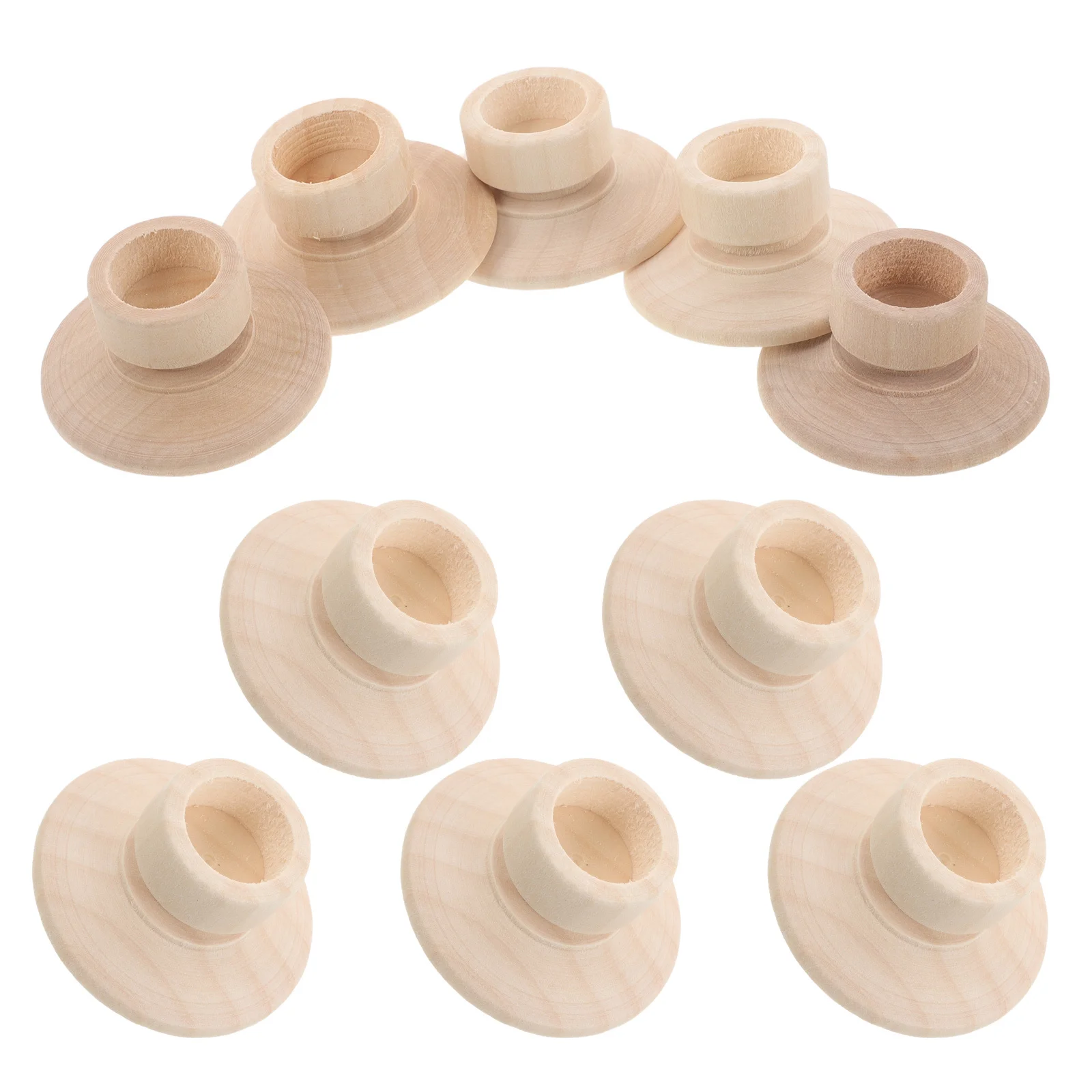 

10pcs Hand-Drawn Wooden Holder Unfinished Rustic Craft For Painting Diy Tea Light Stands Table Centerpiece Home