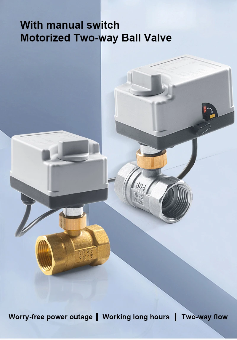 Électrovanne Motorized Ball Valve With Manual Switch Brass/Stainless Steel 3-Wire 2-control DC12V/DC24VDC/AC220V 2-Way Electric Ball Pneumatique — détail 1