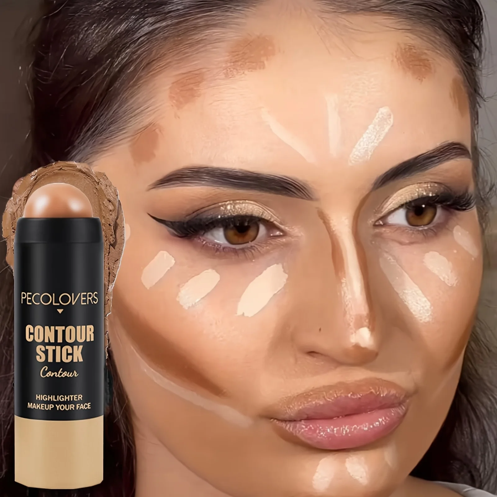 1PC 3-in-1 Highlighter Concealer Bronzer 3D Contour Boost Makeup Stick, For Natural 3D Face Makeup