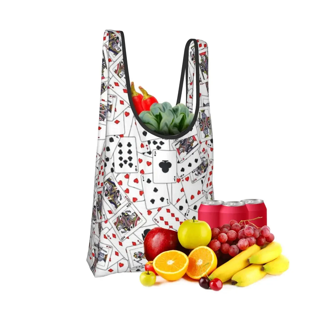Playing Cards Shopping Bag Portable Tote Bags Reusable Shoulder Shopper Bag Grocery Handbag
