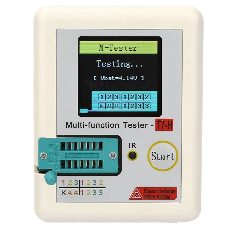 Excellent-TC-T7-H Transistor Tester Diode Transistor Capacitor MOS/PNP/NPN LCR MOSFET TFT LCD Screen Tester Multime White ABS