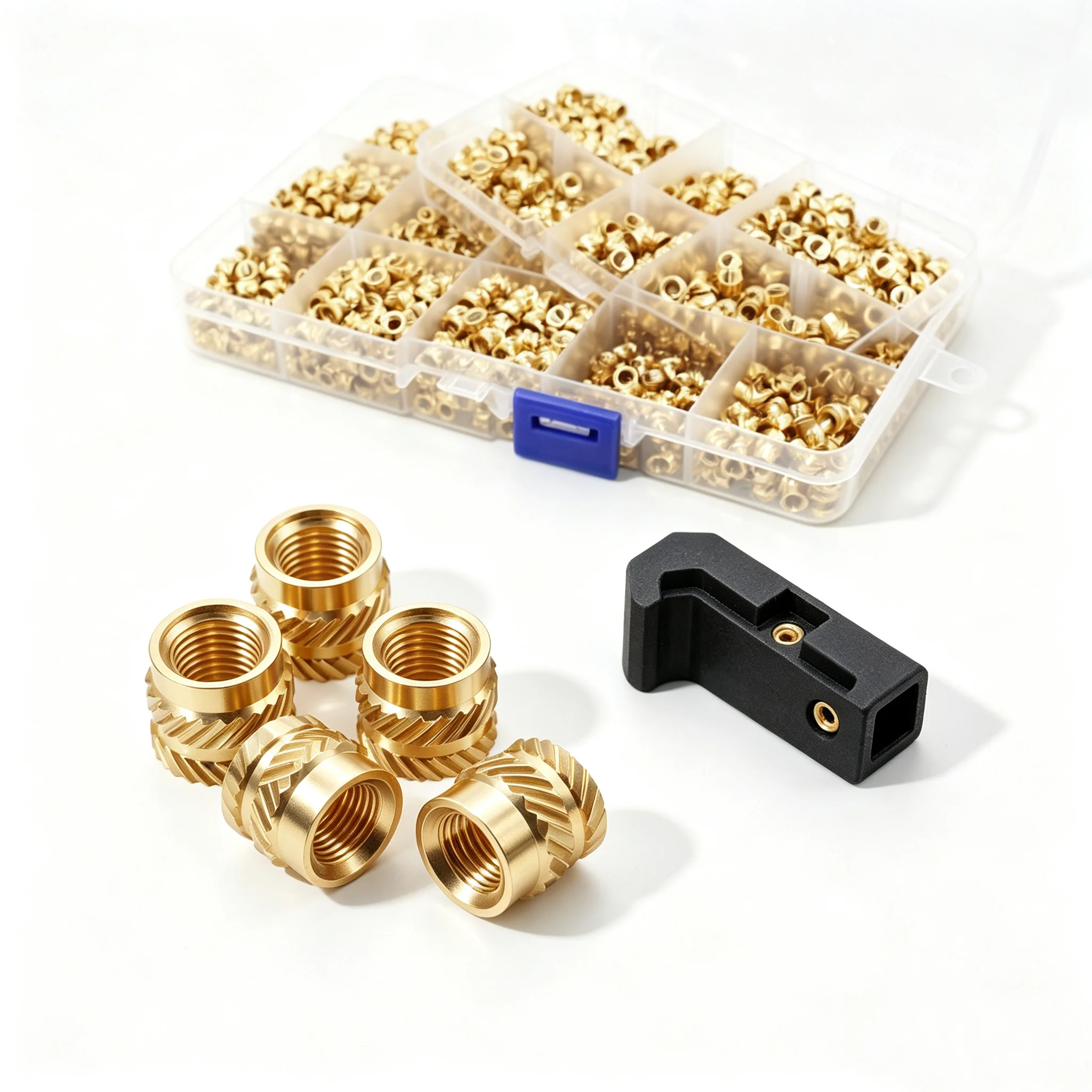 Threaded Inserts Kit Heat press Into Plastic PLA PETG ABS PPS 3D Printing Projects Laptop Shells Brass Knurled Nuts 1030/200Pcs